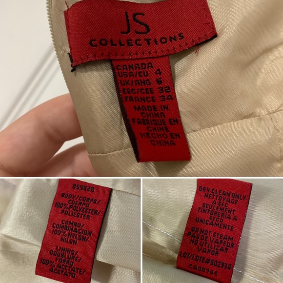 JS COLLECTIONS Beige Tan Lace Halter Dress Gown Size 4 - Picture 14 of 16